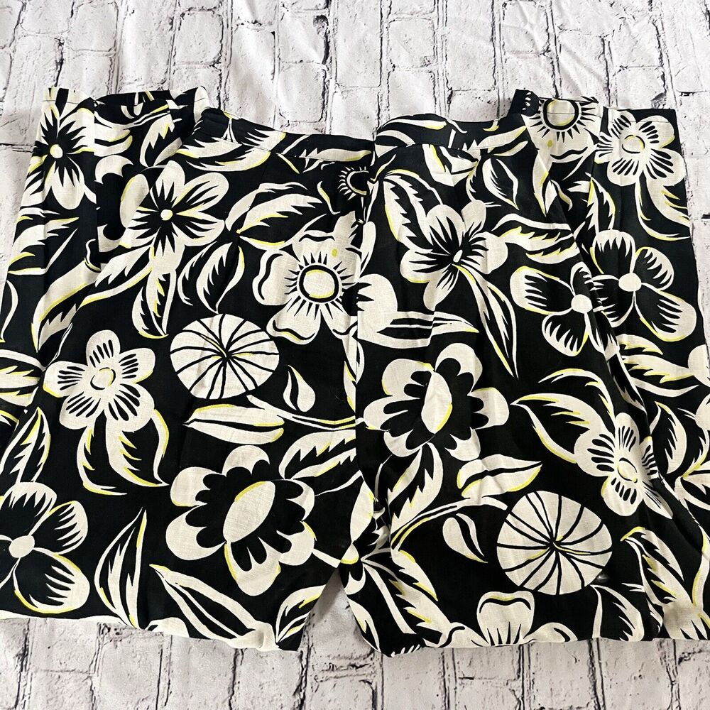 Desigual floral Print Trousers Black White S Lined Pockets Barrel leg Tapered - Picture 3 of 6